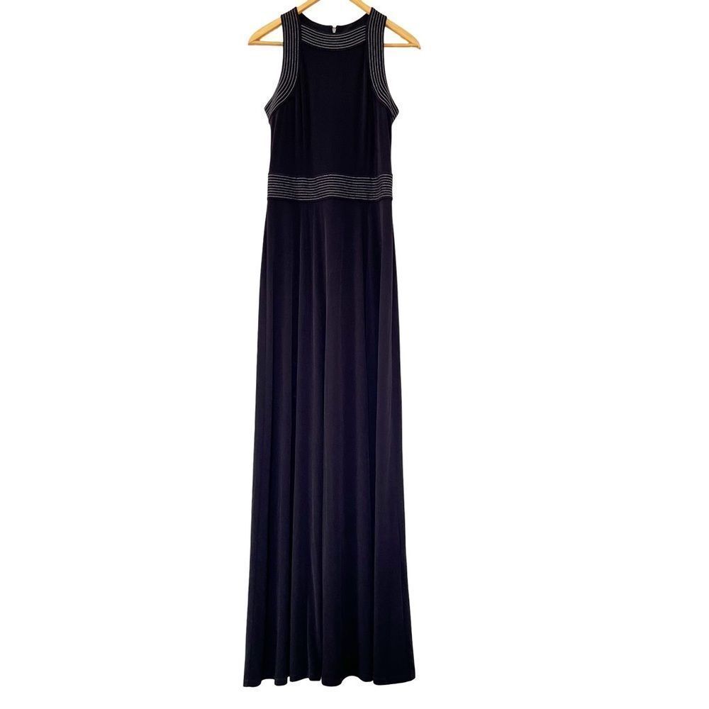 Michael Kors Black Evening Gown High Neck Slit Maxi Dress Size 4 - Picture 2 of 11